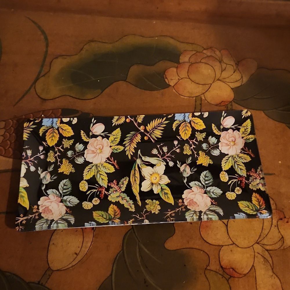 Fringe Studio Floral Glass Tray NWOT